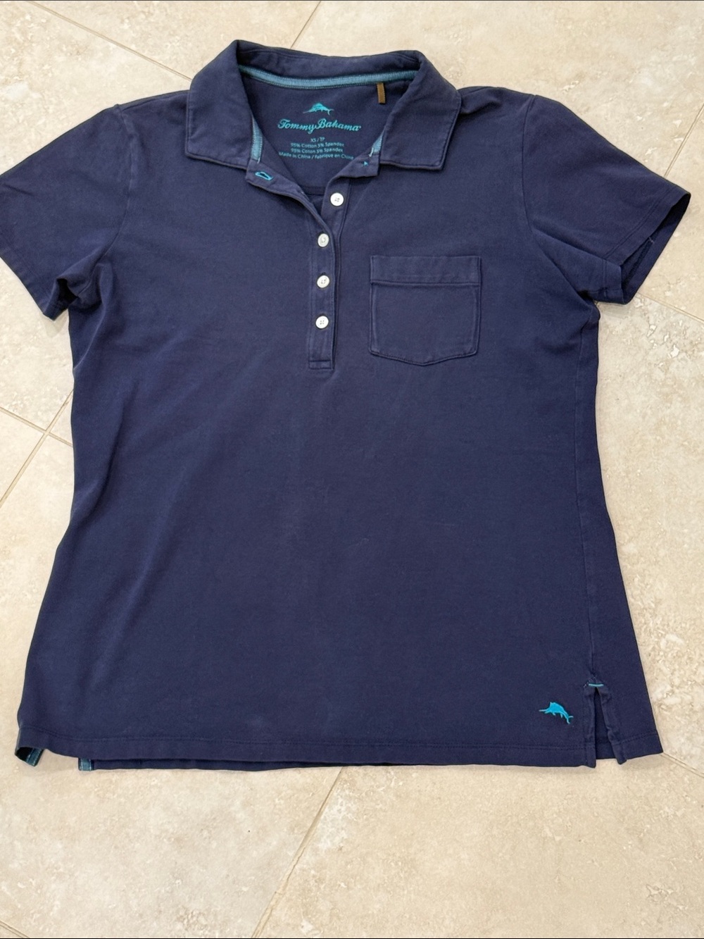 Tommy Bahama XS Navy Blue Womens Polo Shirt with Chest Pocket